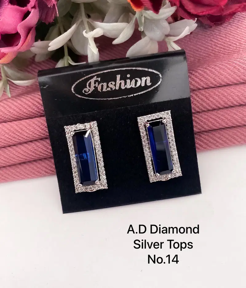 Designer Single AD Diamond Silver Tops 2 Wholesale Shop In Surat
